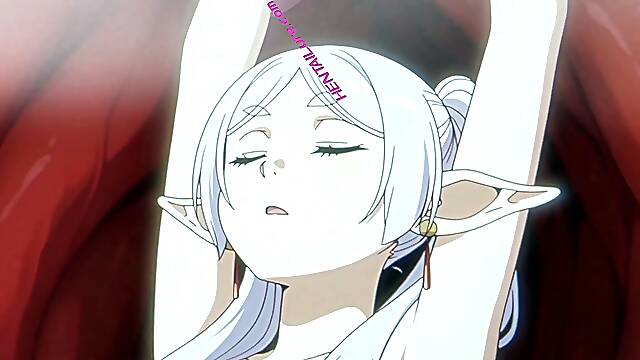 Frieren gets wrecked by tentacle cock until she overflows