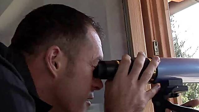 Black Angelika is fucked by a voyeurist