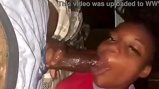 Black whore deep throats BBC and gets a facial