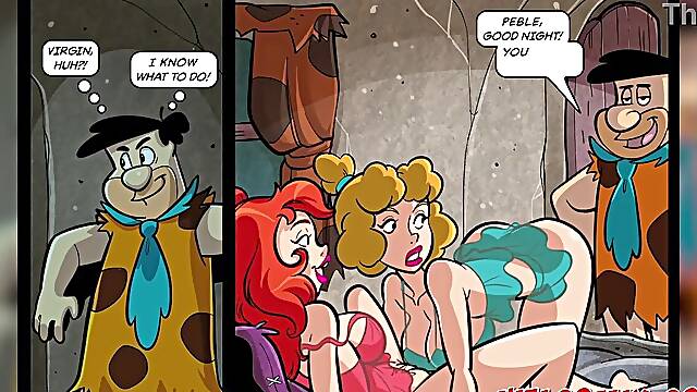 Banging 2 virgins playgirl at the same time! Flintstones Cartoons porn